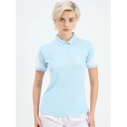 SG H2WP83242 Women Sky Blue/White Polo T-Shirt