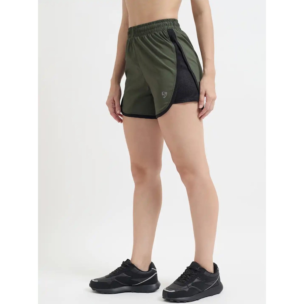 SG H2WS83252 Women Olive Green Shorts, Olive Green, S