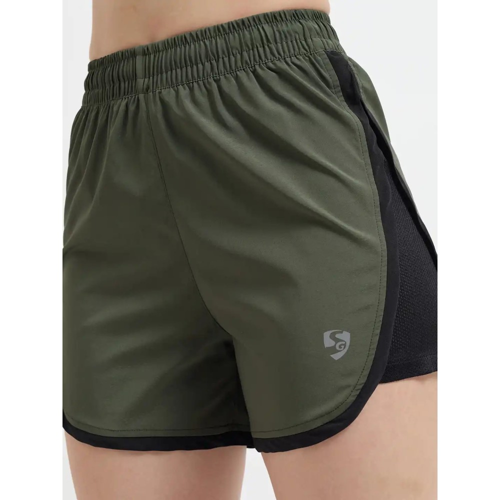SG H2WS83252 Women Olive Green Shorts, Olive Green, S