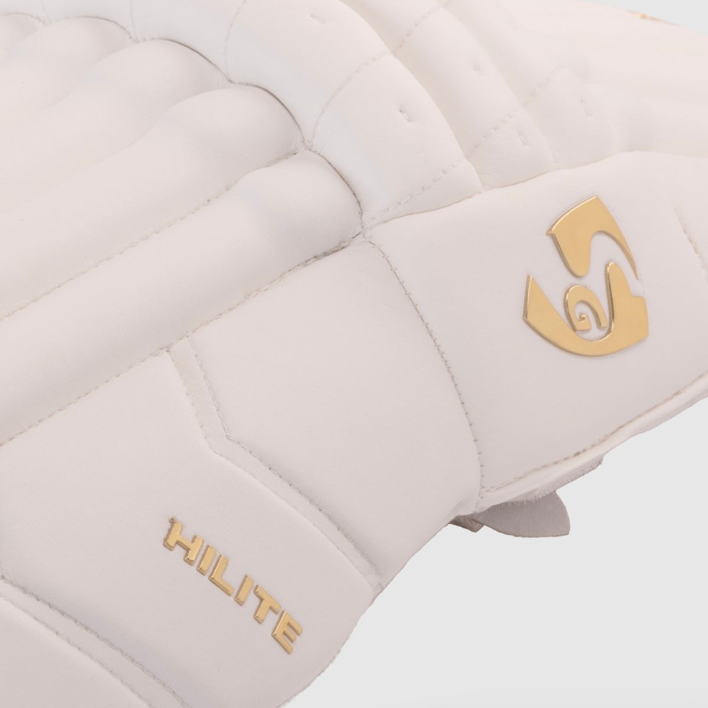 SG Hilite White/Golden Batting Legguards, S.Adult, Left, white/ golden
