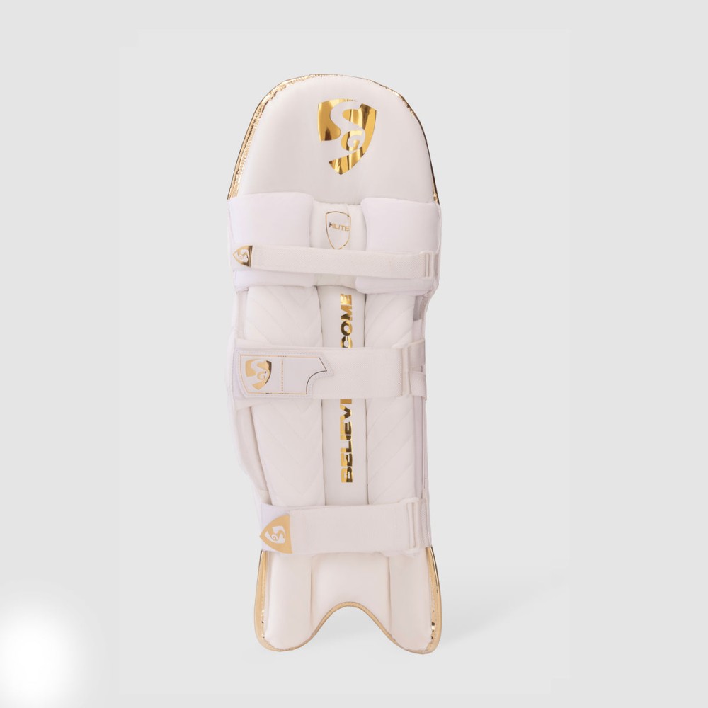 SG Hilite White/Golden Batting Legguards, S.Adult, Left, white/ golden