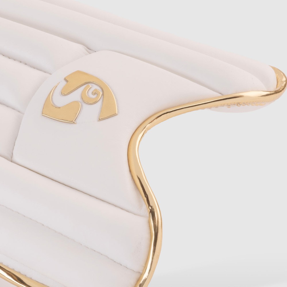 SG Hilite White/Golden Batting Legguards, S.Adult, Left, white/ golden
