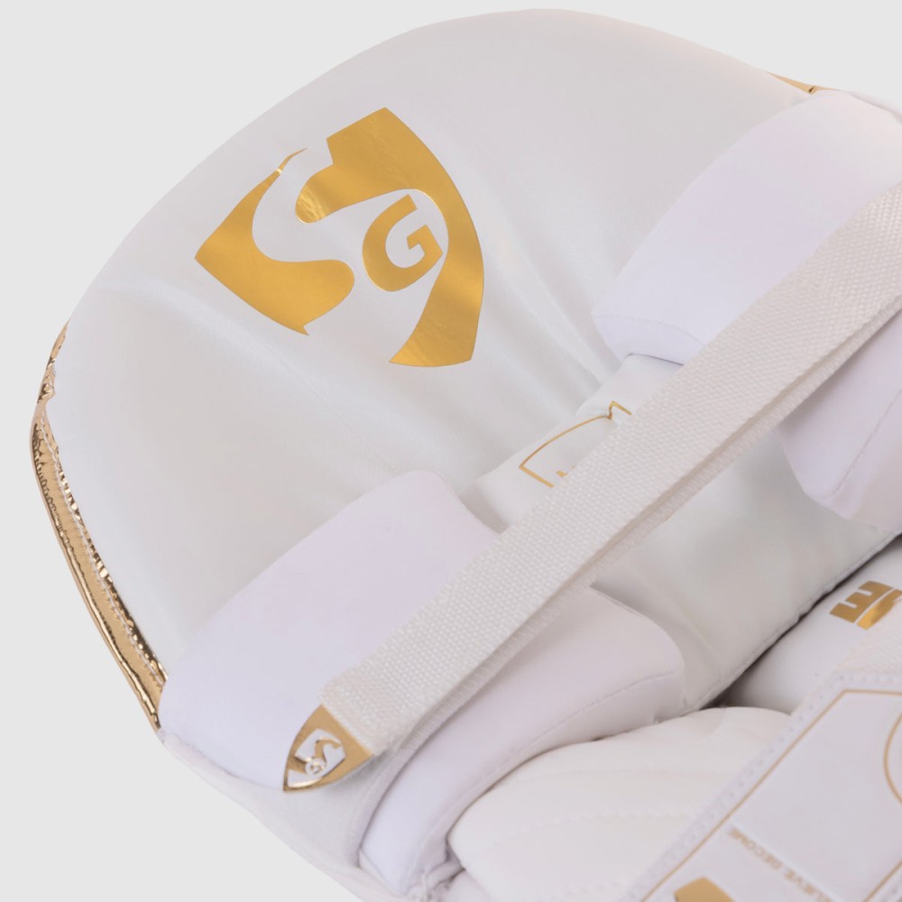 SG Hilite White/Golden Batting Legguards, S.Adult, Left, white/ golden