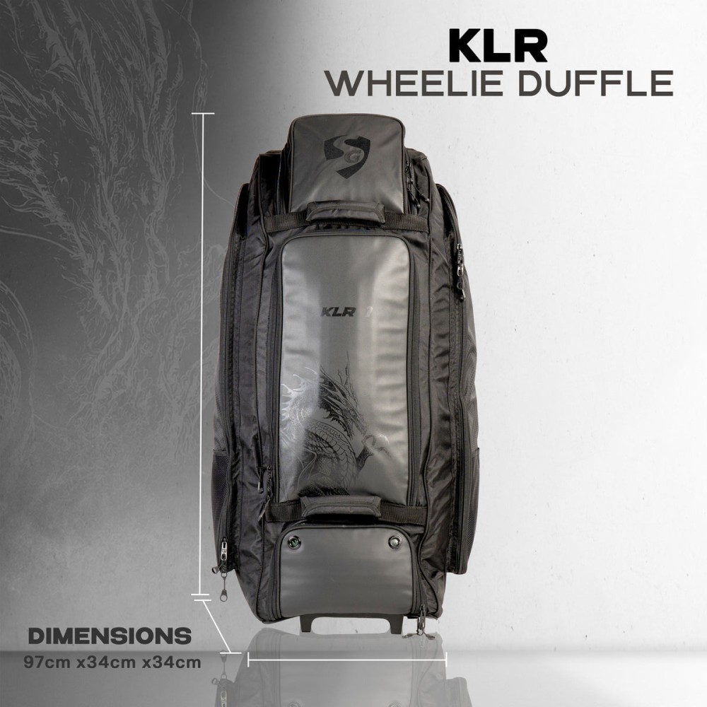 SG KLR Wheelie Duffle Cricket Kit Bag, L, Black