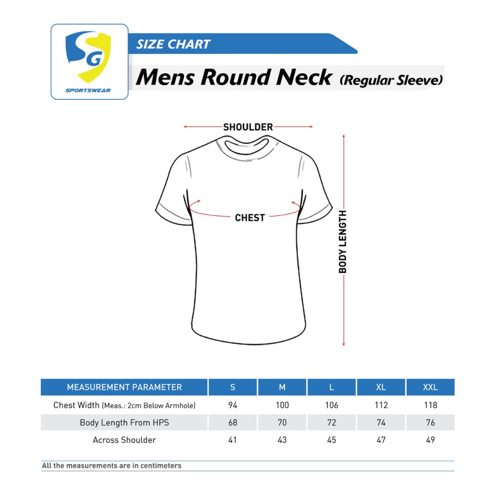 SG Men's & Boy's Round Neck T-Shirt, S, Black