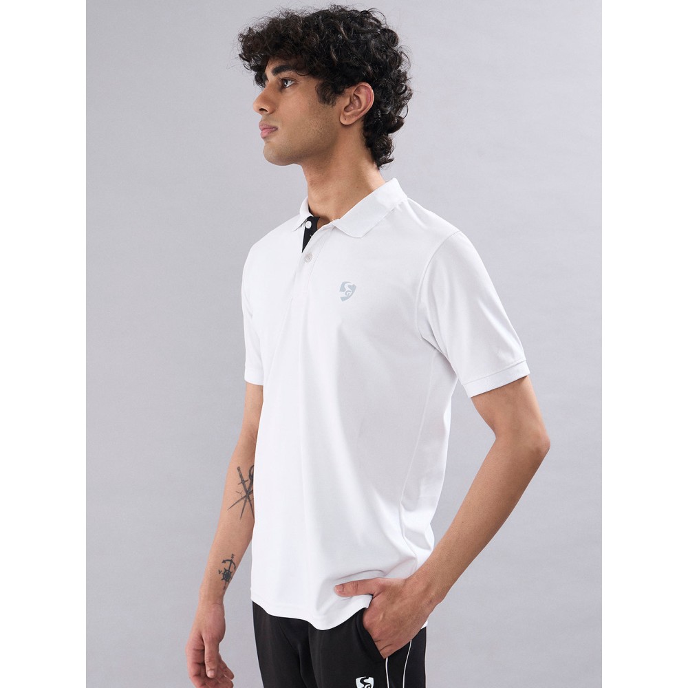 SG Men's Polo T-Shirt, S, White/black