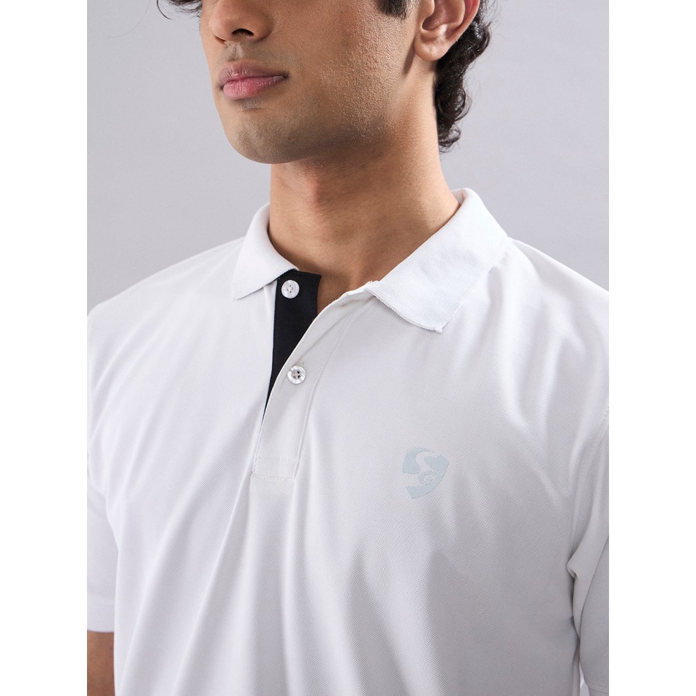 SG Men's Polo T-Shirt, S, White/black