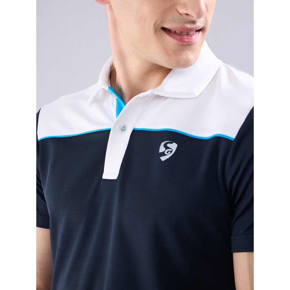 SG Men's Polo T-Shirt Navy/ White, S, Navy/ White