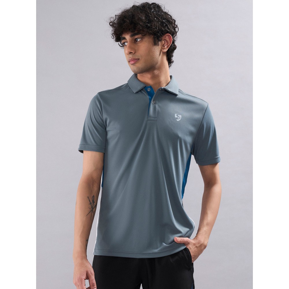 SG Men's Polo T-Shirt, S, Silver Blue/ Teal