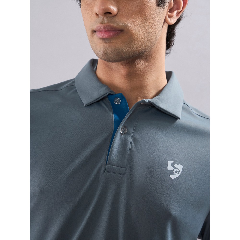 SG Men's Polo T-Shirt, S, Silver Blue/ Teal