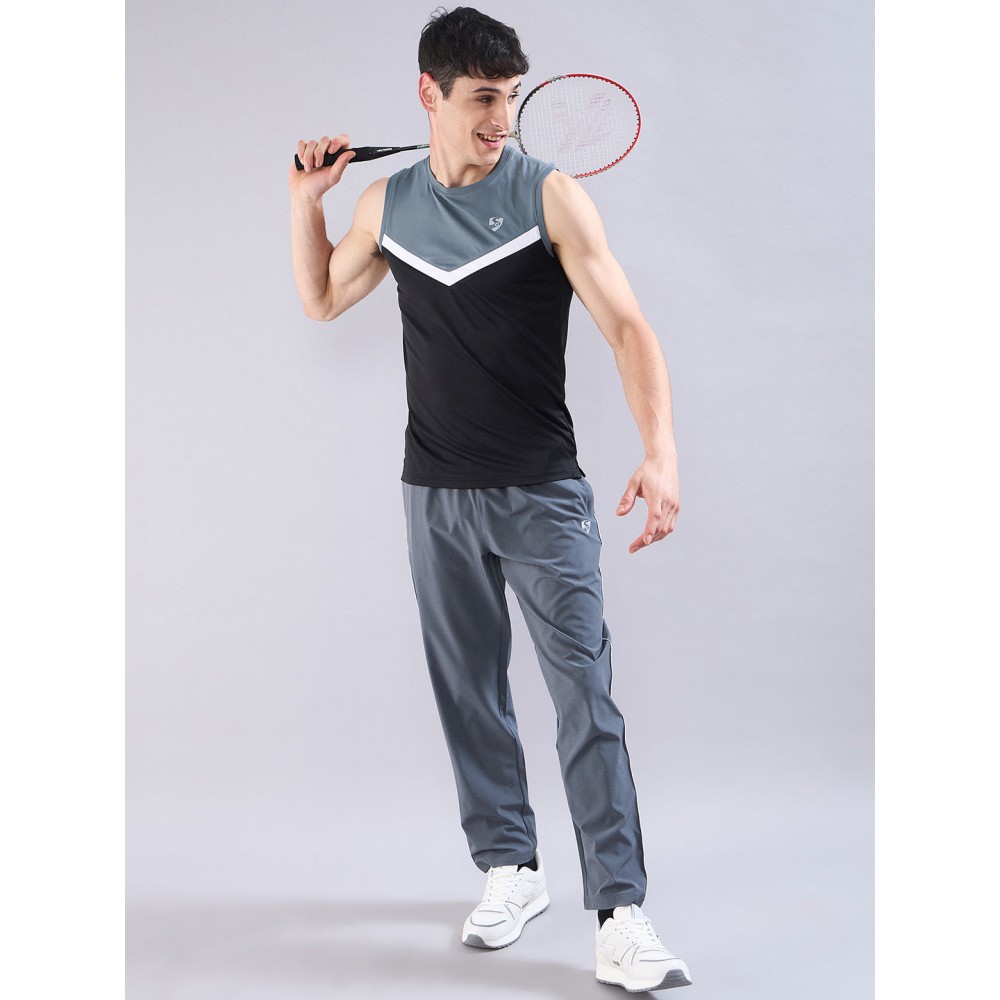 SG Men's T-Vest, S, Black/Grey