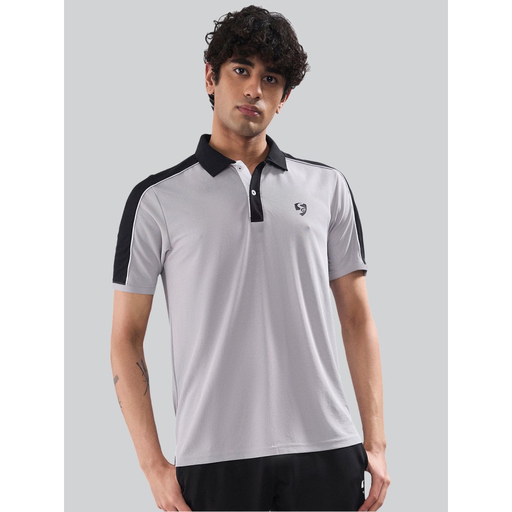 SG Men's Polo T-Shirt Ash/ Black, S, Ash/ Black