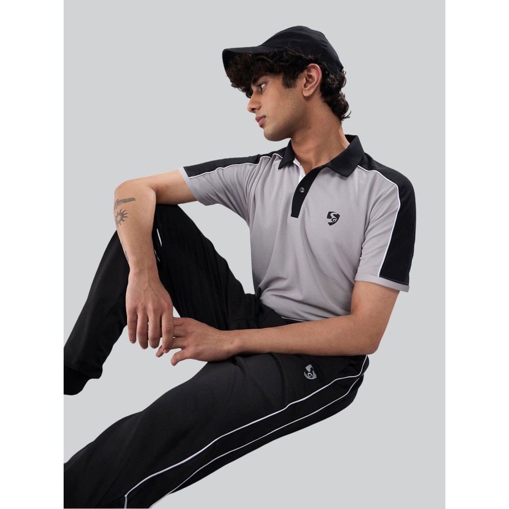 SG Men's Polo T-Shirt Ash/ Black, S, Ash/ Black