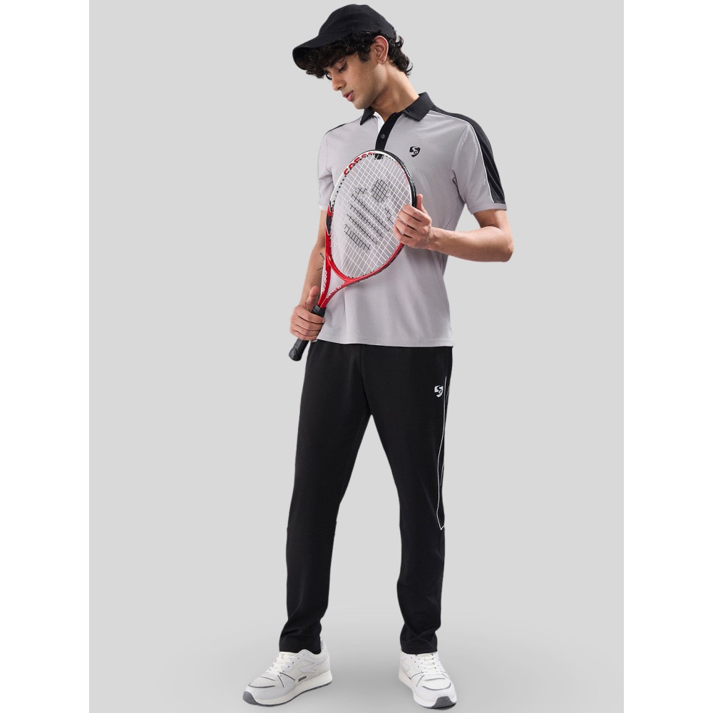 SG Men's Polo T-Shirt Ash/ Black, S, Ash/ Black