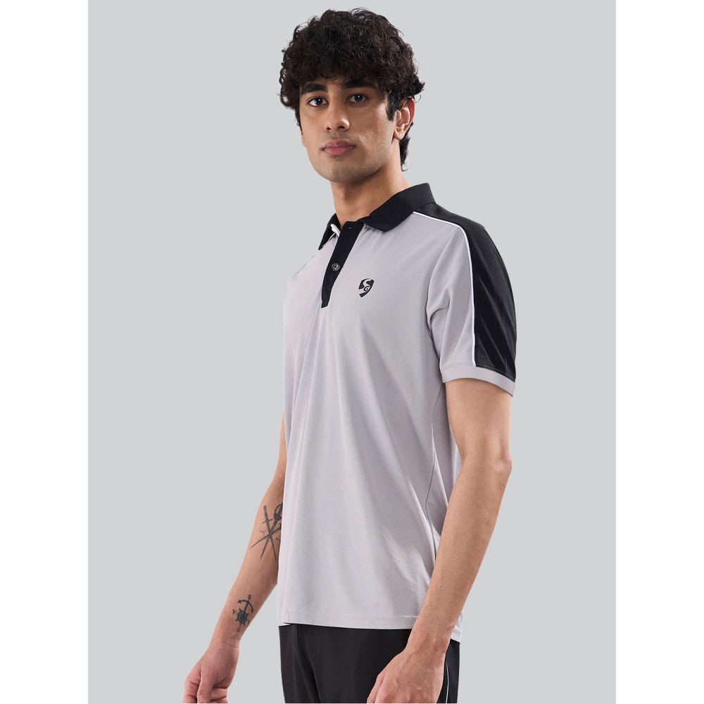 SG Men's Polo T-Shirt Ash/ Black, S, Ash/ Black