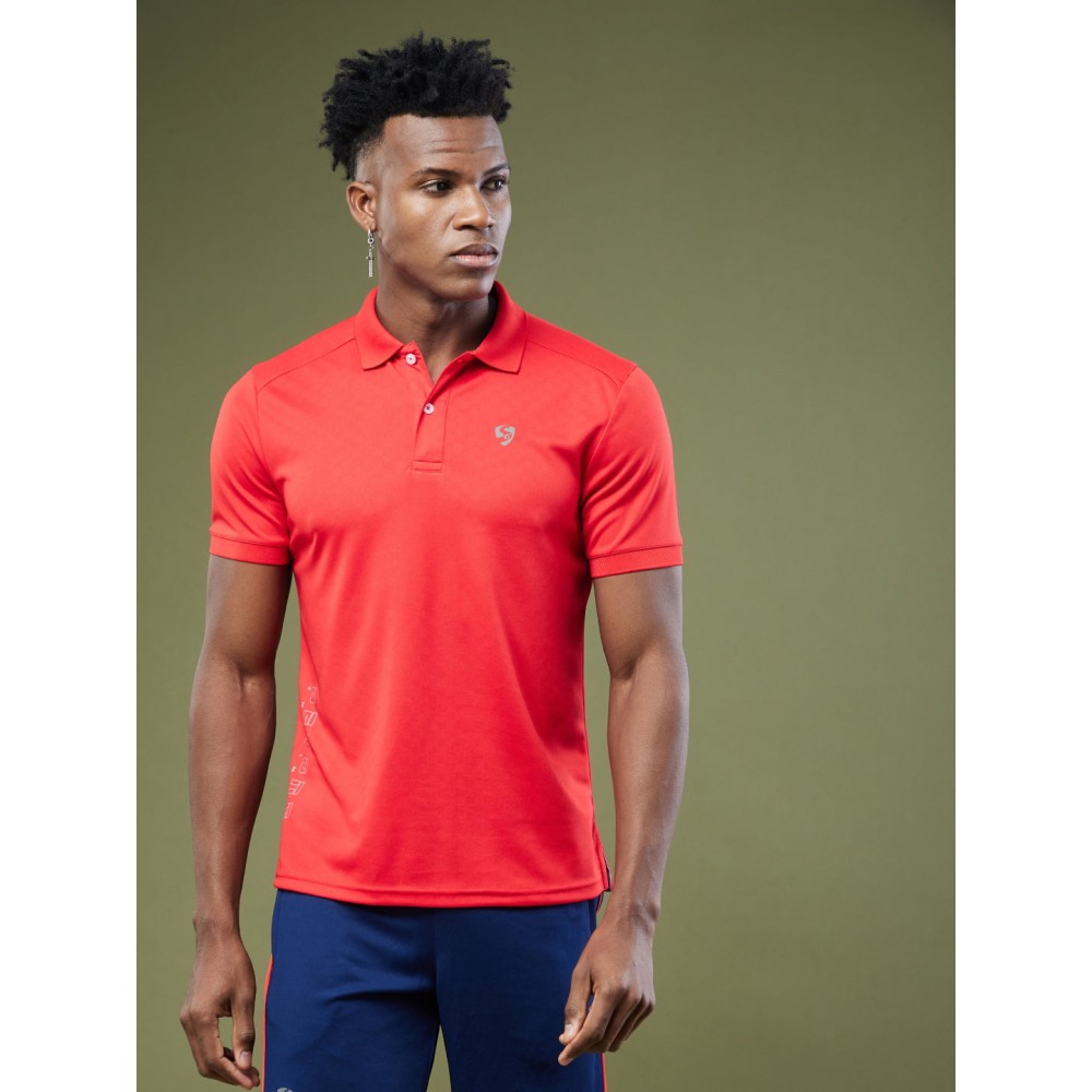 SG Men's Red Polo T-Shirt, Fitness & Training, Jogging, Regular & Fashion Wear, S, Red