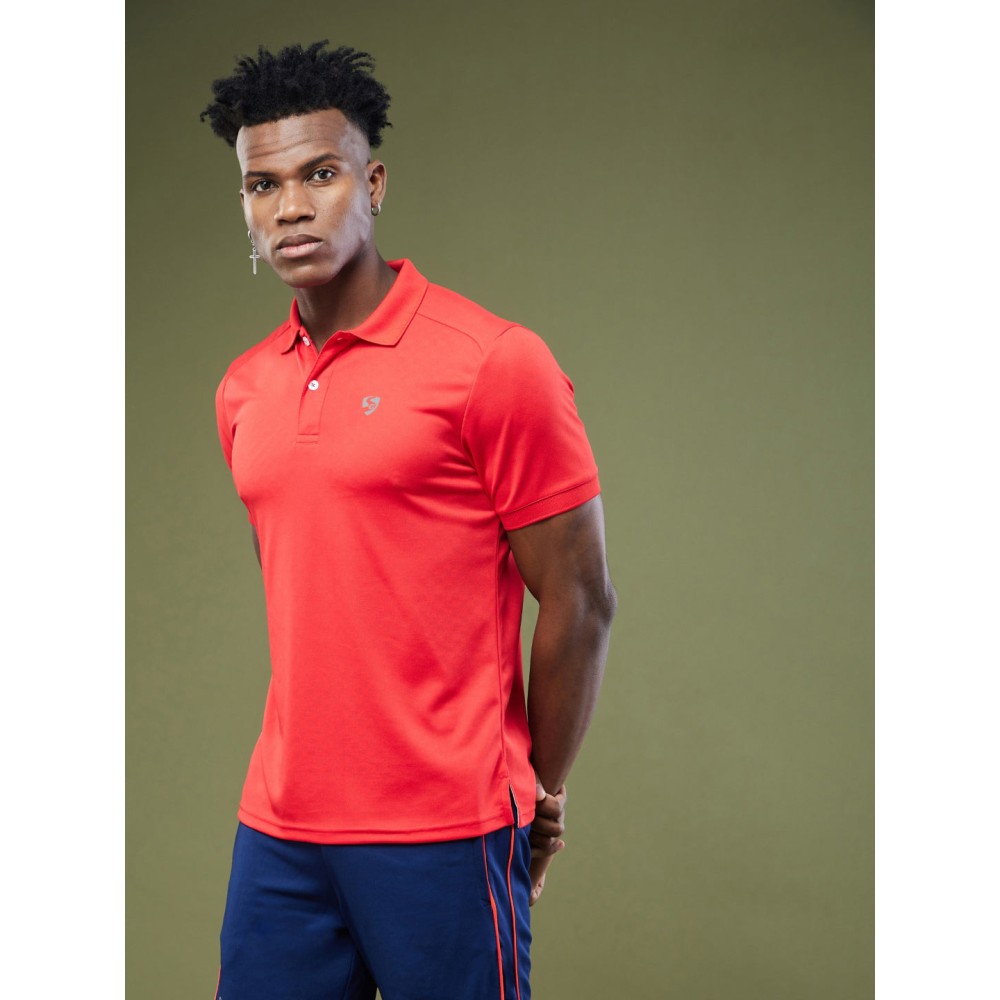 SG Men's Red Polo T-Shirt, Fitness & Training, Jogging, Regular & Fashion Wear, S, Red