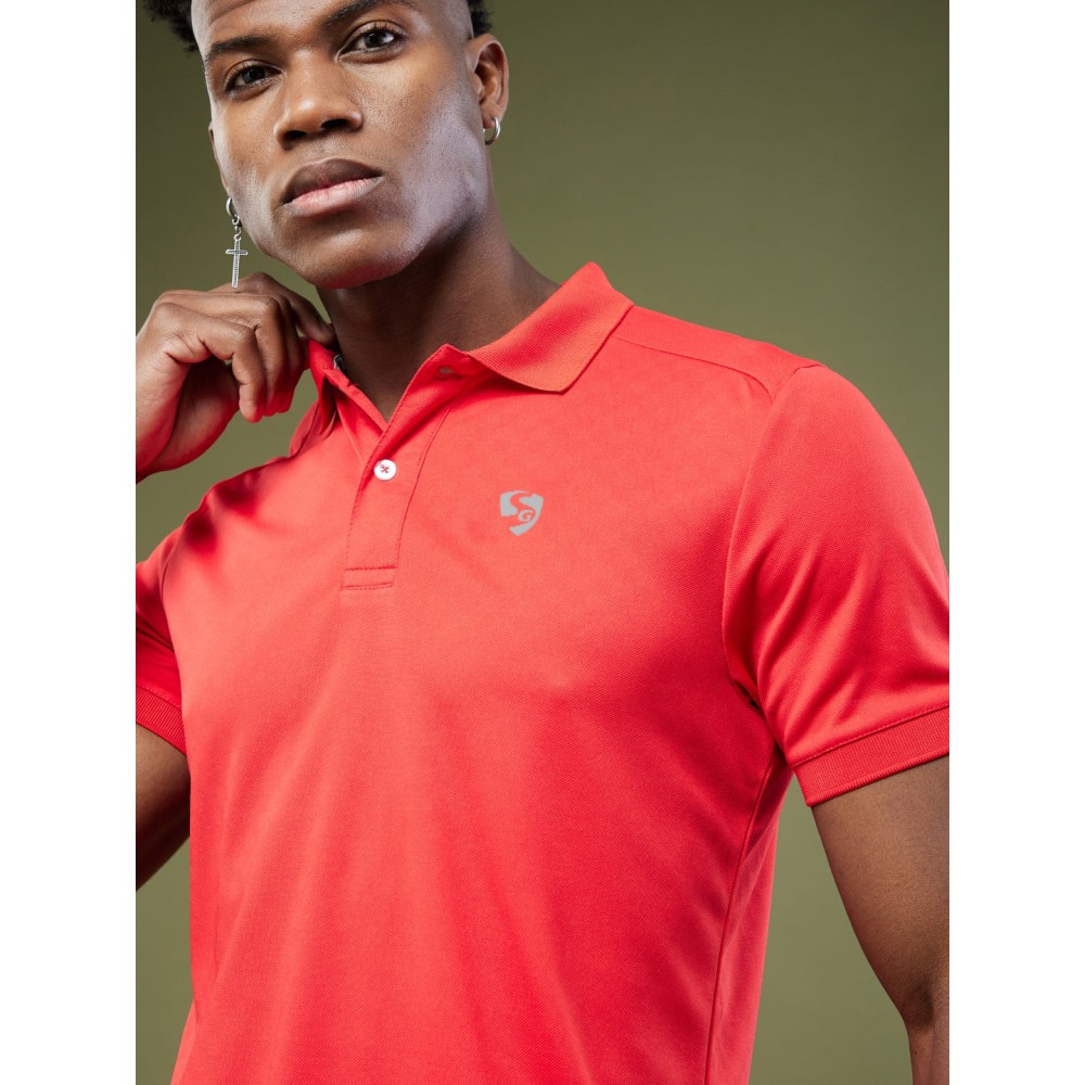 SG Men's Red Polo T-Shirt, Fitness & Training, Jogging, Regular & Fashion Wear, S, Red