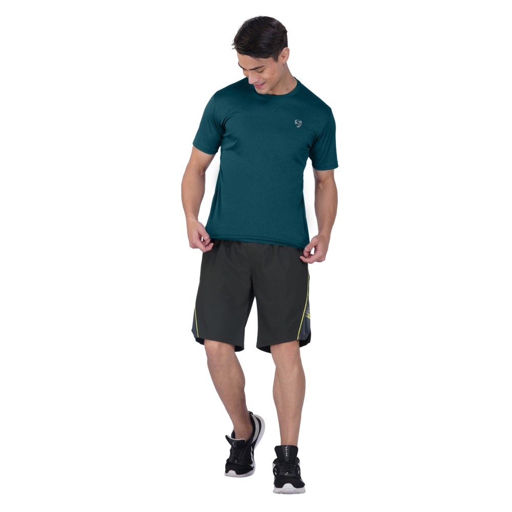 SG Men's Round Neck Blue T-Shirt, Fitness & Training, Jogging, Regular & Fashion Wear, S, Blue