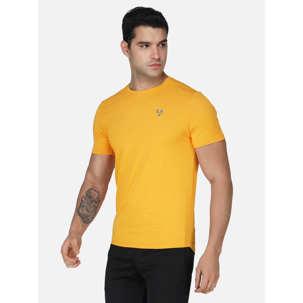 SG Round Neck Regular Comfort Fit T-Shirt For Mens & Boys, Sunshine Yellow Royal Blue, Fitness & Training, Jogging, Gym Wear & Fashion Wear, S, sunshine yellow