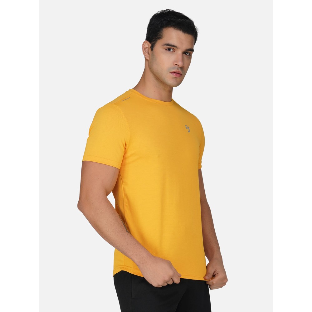 SG Round Neck Regular Comfort Fit T-Shirt For Mens & Boys, Sunshine Yellow Royal Blue, Fitness & Training, Jogging, Gym Wear & Fashion Wear, S, sunshine yellow