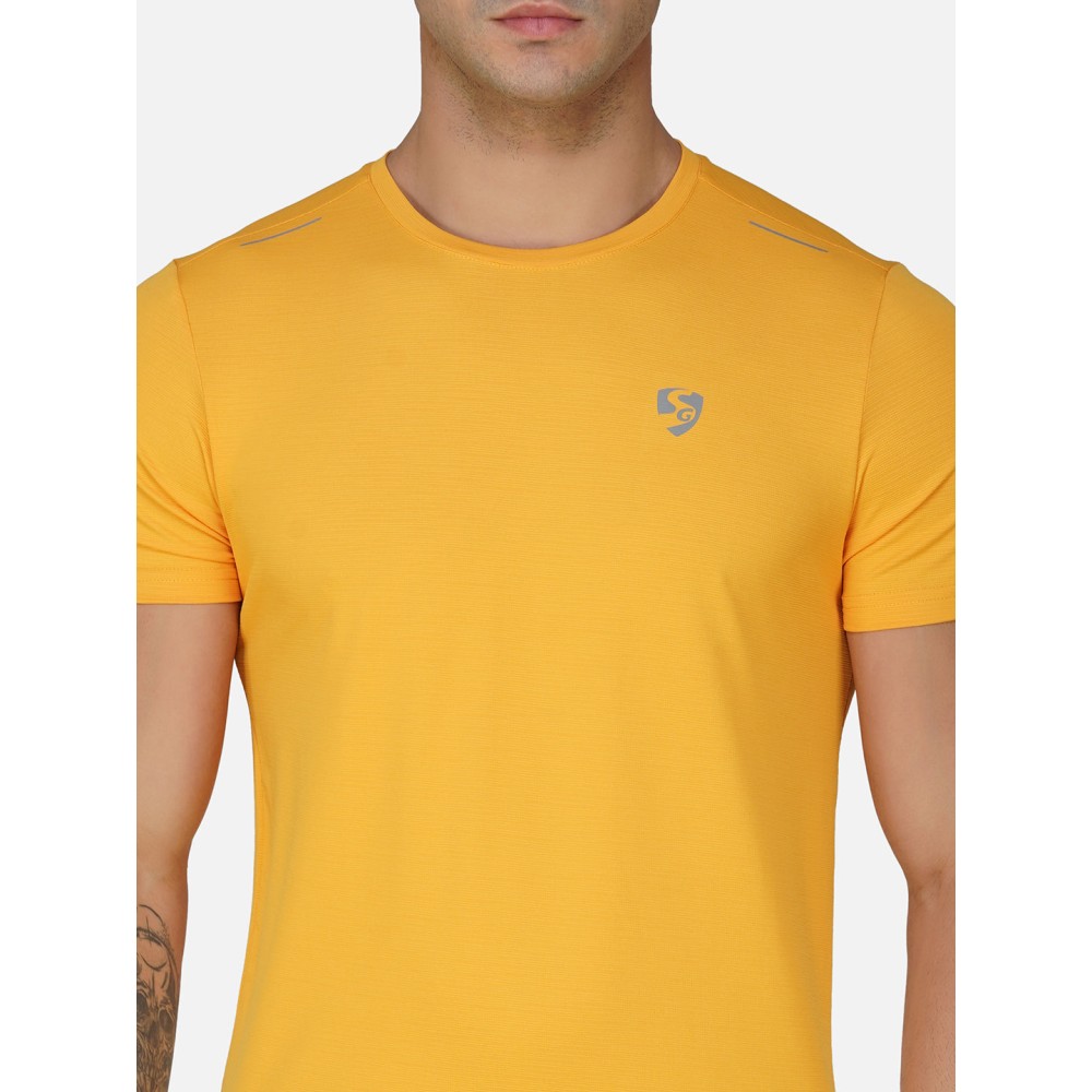SG Round Neck Regular Comfort Fit T-Shirt For Mens & Boys, Sunshine Yellow Royal Blue, Fitness & Training, Jogging, Gym Wear & Fashion Wear, S, sunshine yellow