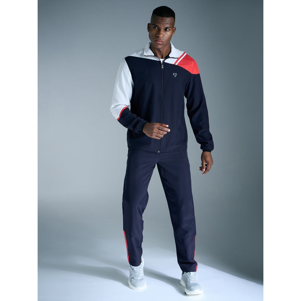 SG NS Lycra H4MTS7069 Track Suit For Men And Boys, S, Navy/ White SG NS Lycra H4MTS7069 Track Suit For Men And Boys, S, Navy/ White