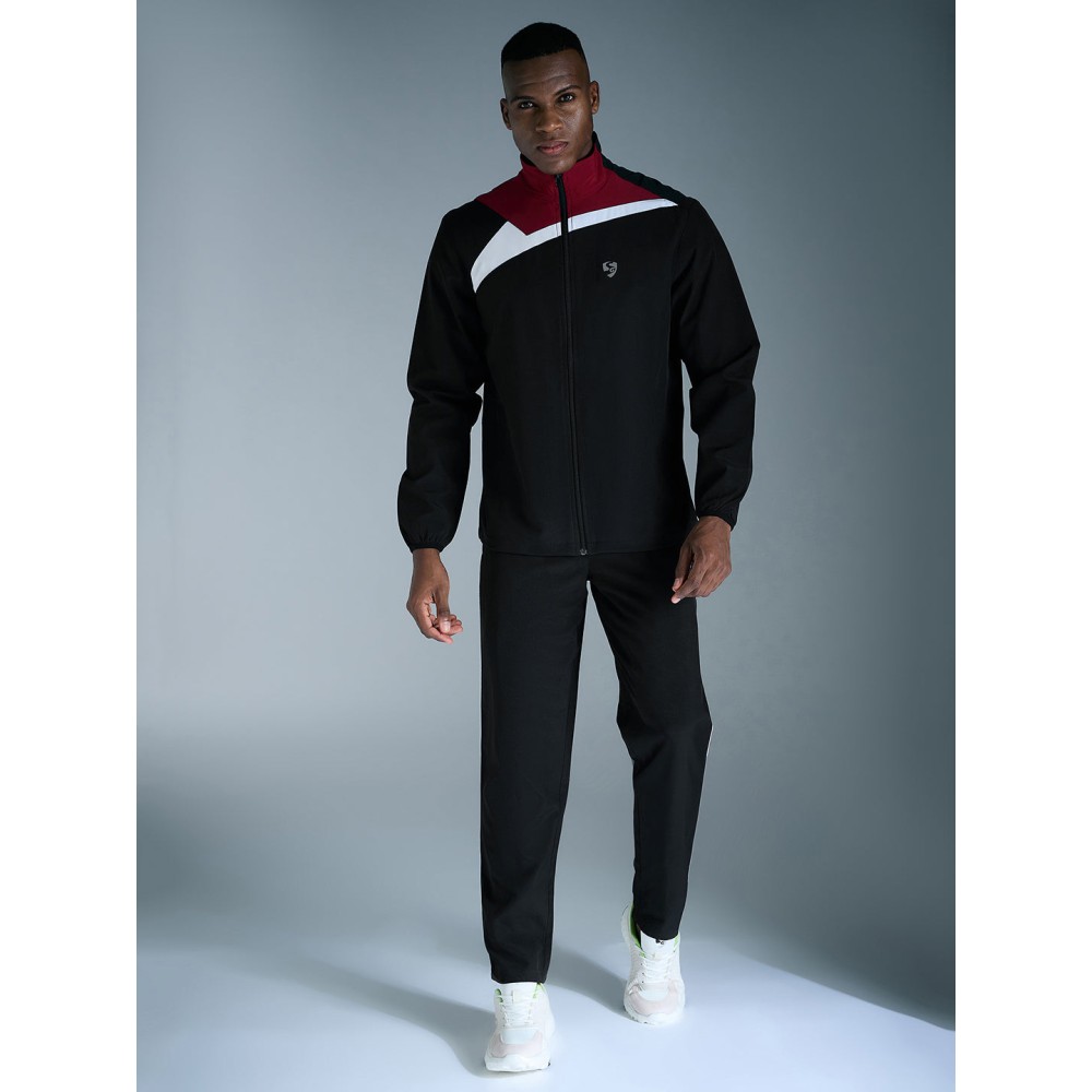 SG NS Lycra Track Suit For Men And Boys, S, Black/Maroon
