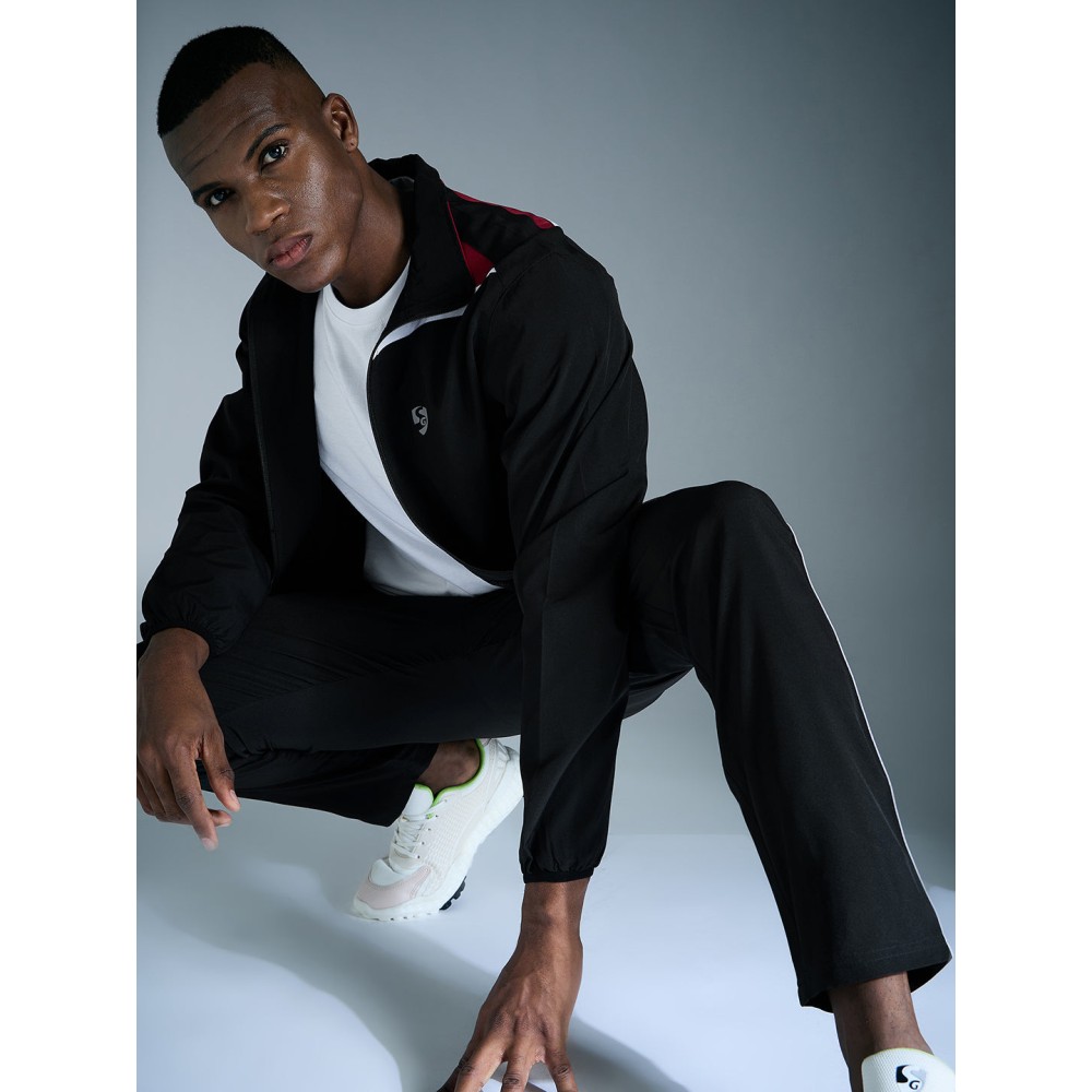 SG NS Lycra Track Suit For Men And Boys, S, Black/Maroon
