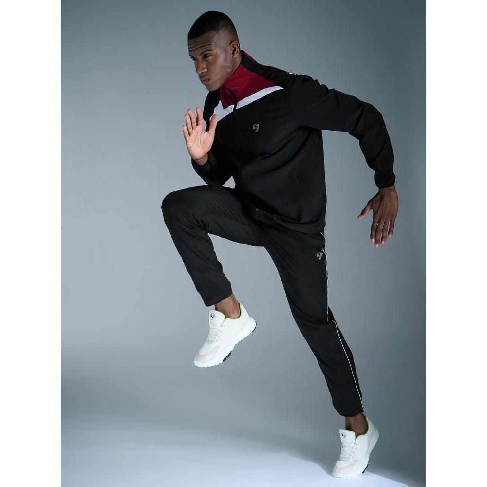 SG NS Lycra Track Suit For Men And Boys, S, Black/Maroon