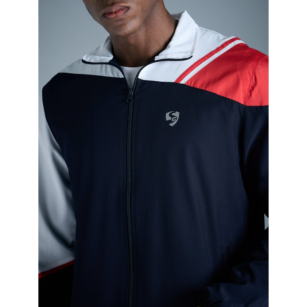 SG NS Lycra H4MTS7069 Track Suit For Men And Boys, S, Navy/ White SG NS Lycra H4MTS7069 Track Suit For Men And Boys, S, Navy/ White