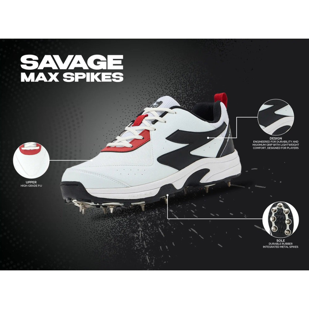 SG SAVAGE MAX SPIKES WHITE/BLACK, White/black, 6