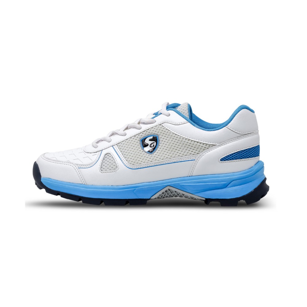 SG SCORER 6.0 Cricket Shoe Design for Performance on the Field - White/Aqua/Black, Uk-4