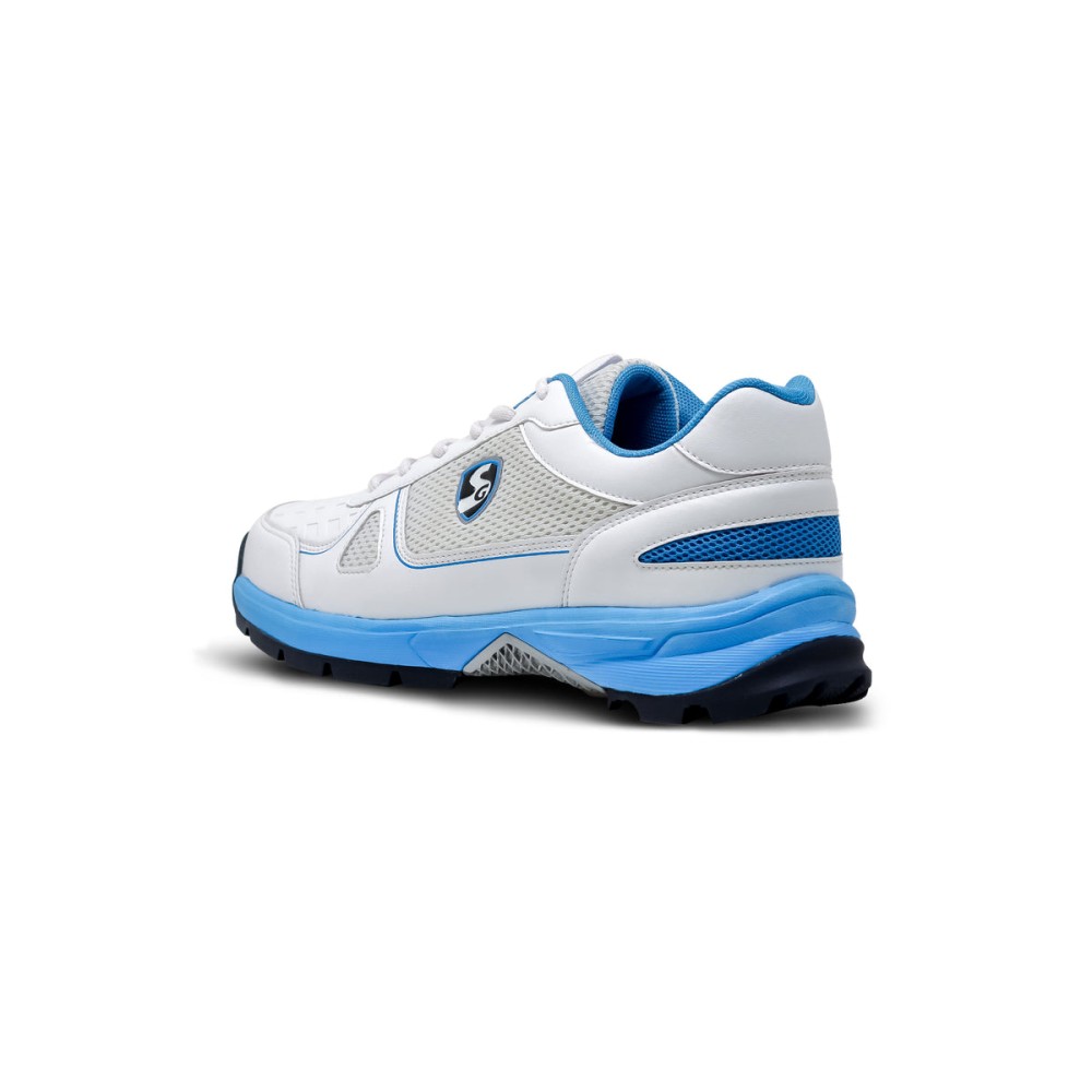 SG SCORER 6.0 Cricket Shoe Design for Performance on the Field - White/Aqua/Black, Uk-4