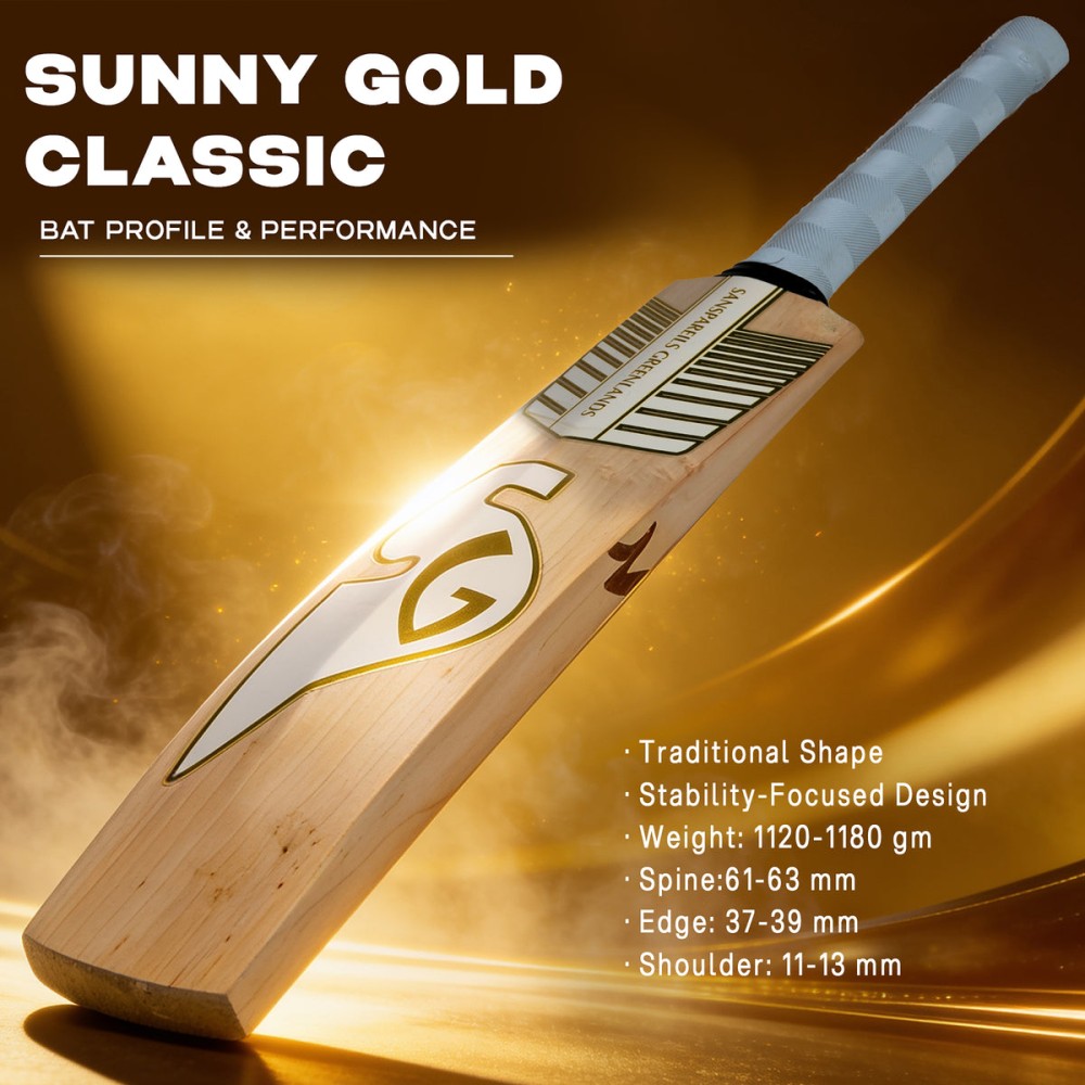 SG Sunny Gold Classic English Willow Cricket Bat, SH SG Sunny Gold Classic English Willow Cricket Bat, SH