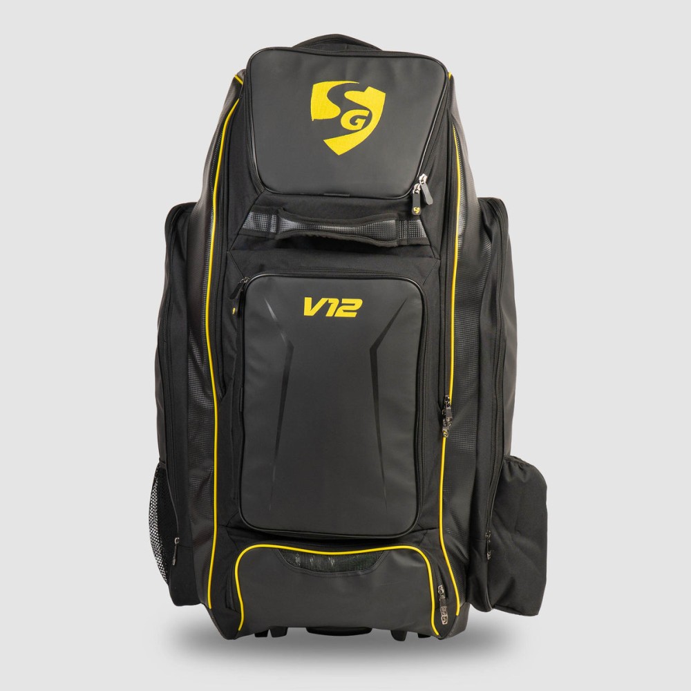 SG V12 Player Duffle Wheelie Cricket Kit Bag, L, Black