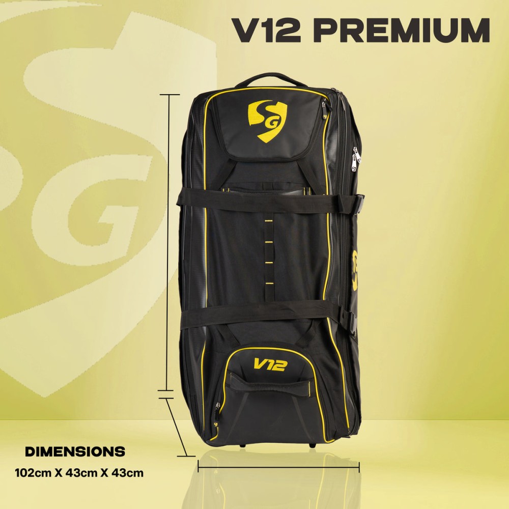 SG V12 Premium Cricket Kit Bag, L, Black SG V12 Premium Cricket Kit Bag, L, Black