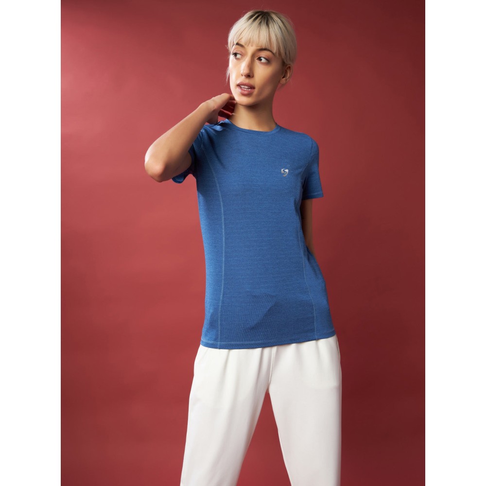 SG Women's & Girl's Round Neck T-Shirt, Regular & Fashion Wear, S, Sky Diver