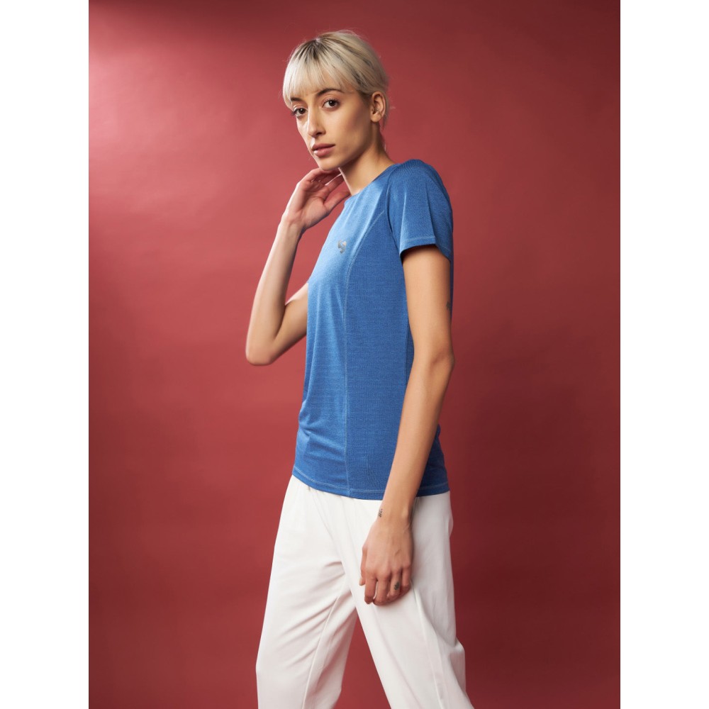 SG Women's & Girl's Round Neck T-Shirt, Regular & Fashion Wear, S, Sky Diver