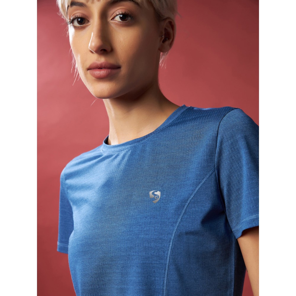 SG Women's & Girl's Round Neck T-Shirt, Regular & Fashion Wear, S, Sky Diver