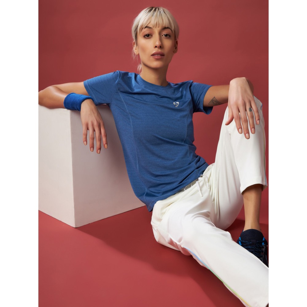 SG Women's & Girl's Round Neck T-Shirt, Regular & Fashion Wear, S, Sky Diver