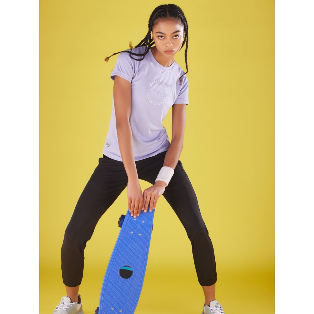 SG Women's & Girl's Round Neck T-Shirt, Regular & Fashion Wear, S, Voilet