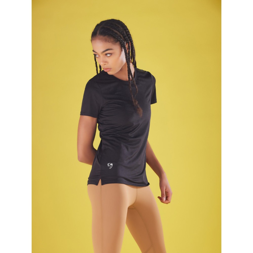 SG Women's & Girl's Round Neck T-Shirt, Regular & Fashion Wear, S, Black