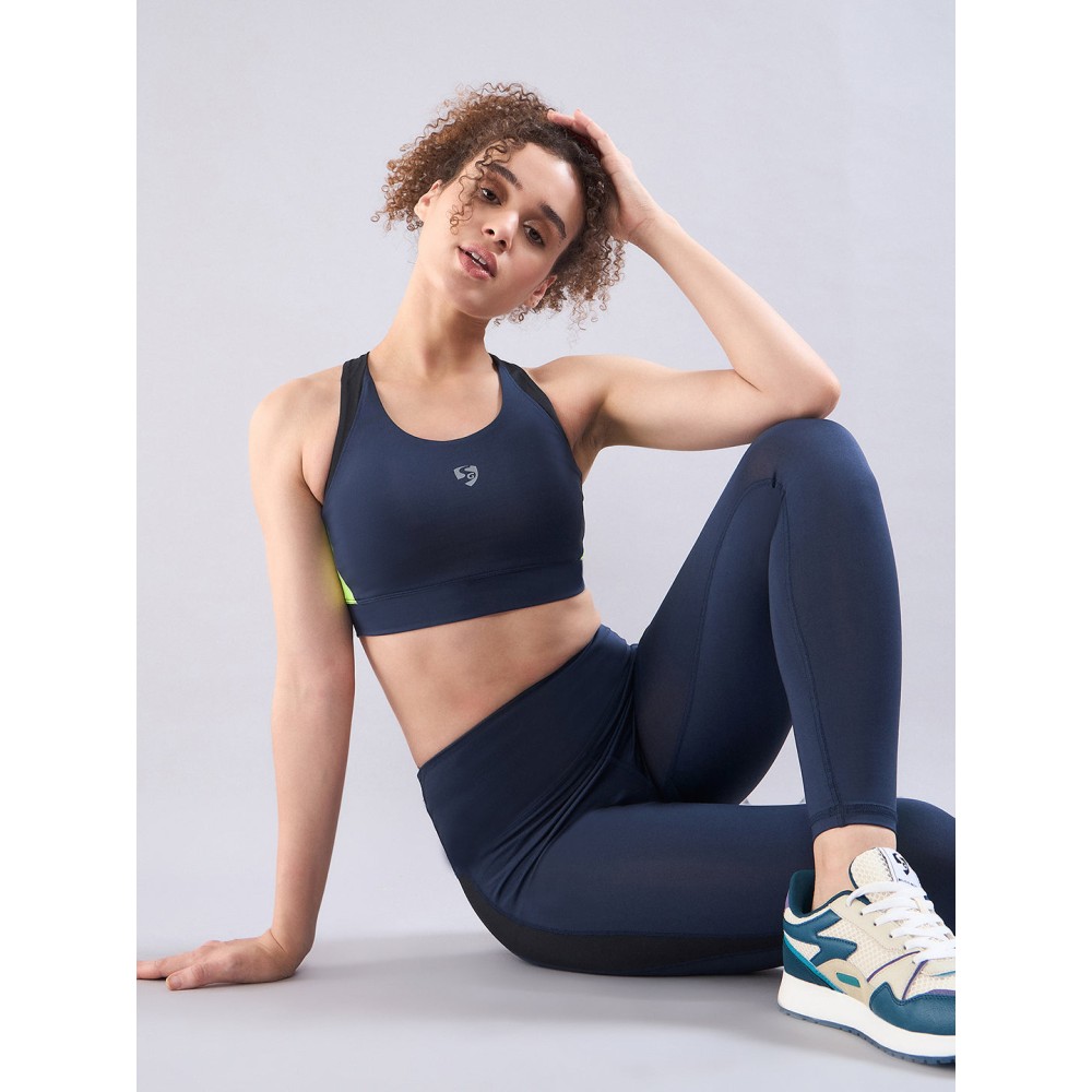 SG Women's Sports Bra, S, Navy/fluro/black SG Women's Sports Bra, S, Navy/fluro/black
