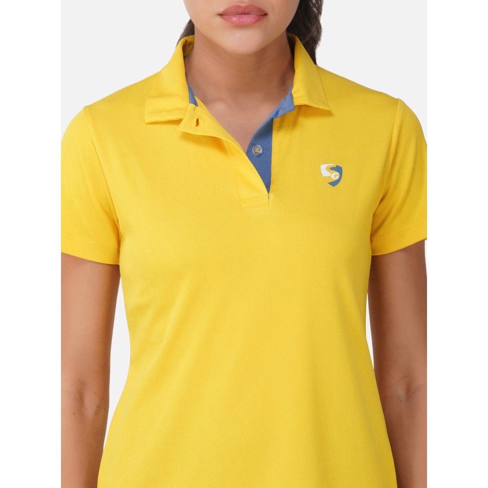 SG Regular Comfort Fit Polo T-Shirt For Womens & Girls, Sulphur Yellow, Red Paprika & Jet black, Fitness & Training, Jogging, Gym Wear & Fashion Wear, S, Sulphur Yellow