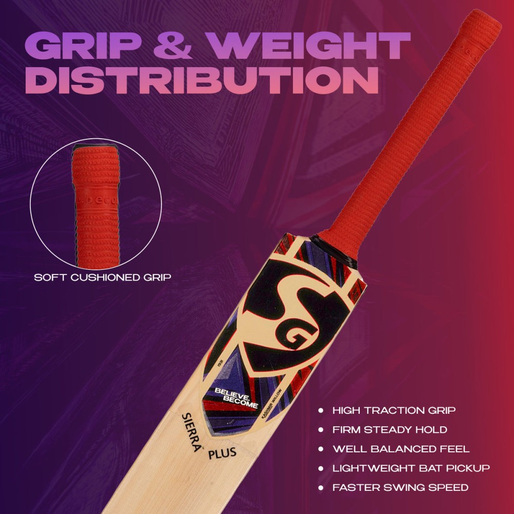SG Sierra Plus Kashmir Willow Cricket Bat, 3