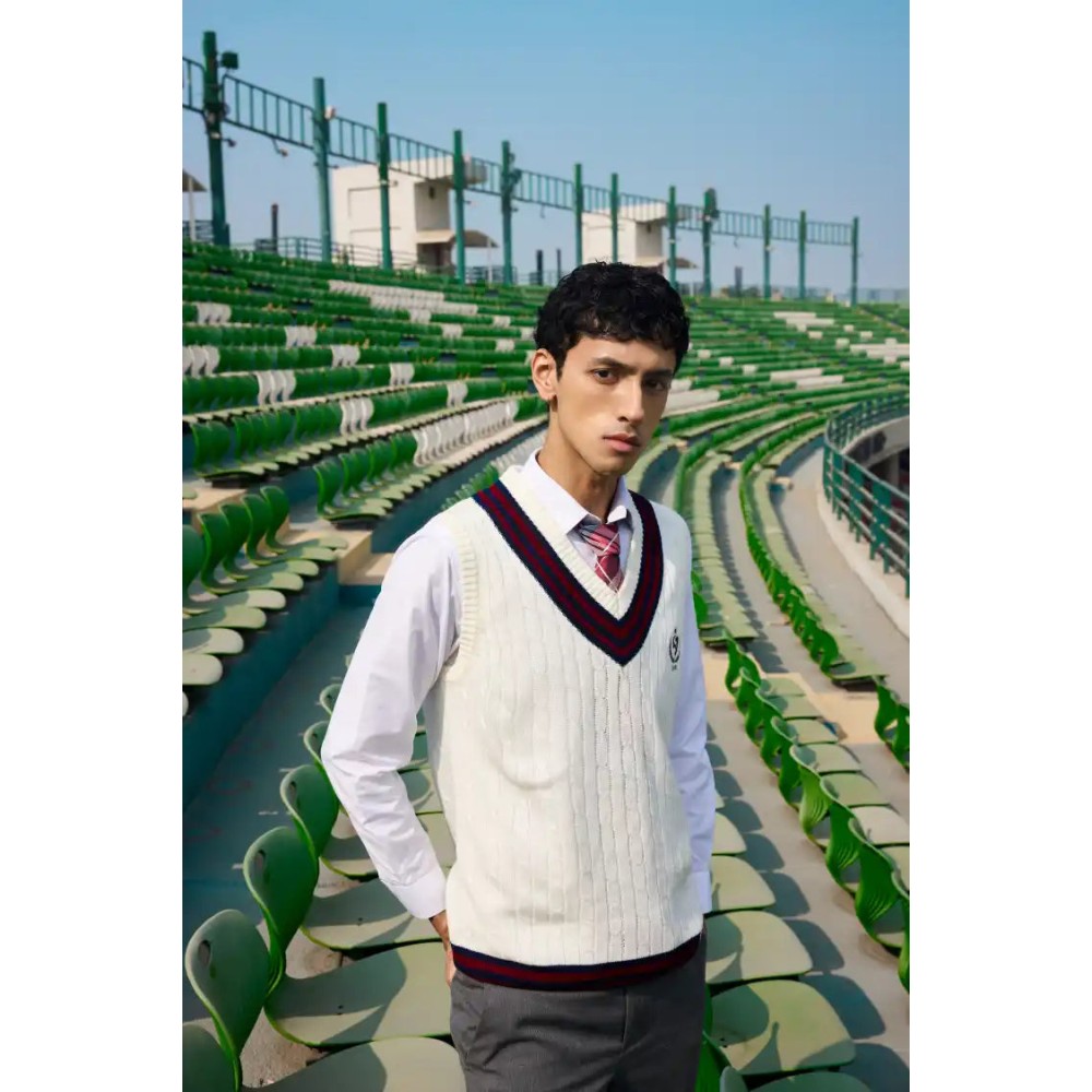 SG Signature Sleeveless Pullover (Maroon), S, White/ Maroon/ Navy