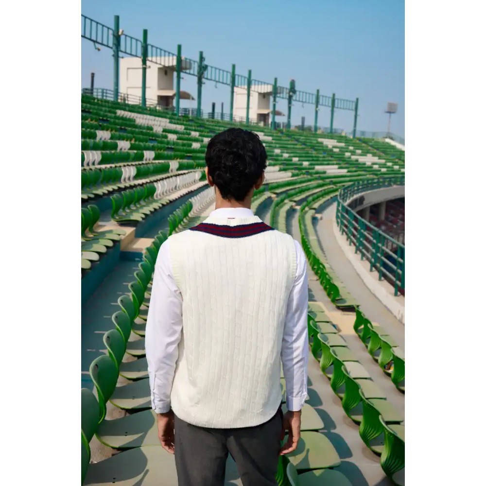 SG Signature Sleeveless Pullover (Maroon), S, White/ Maroon/ Navy