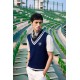 SG Signature Sleeveless Pullover (Navy), S, Navy/ White