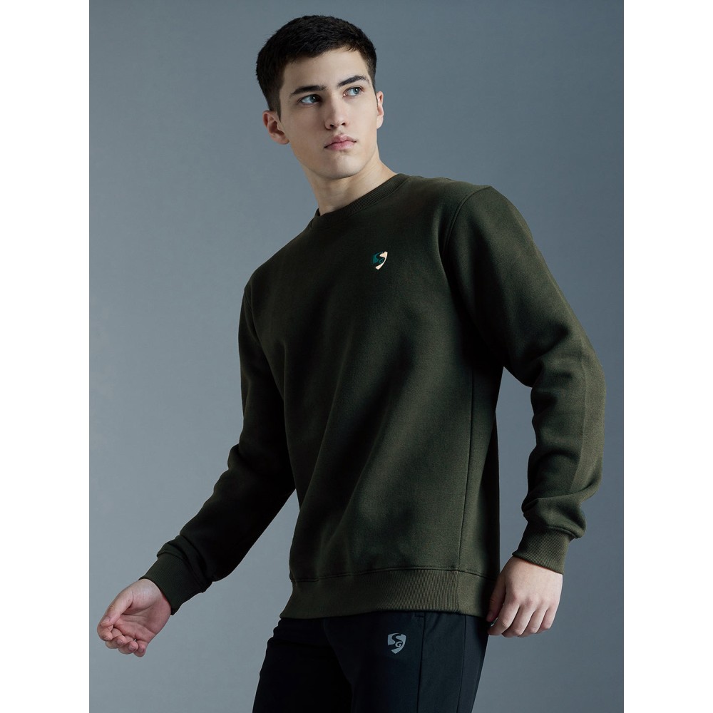 SG PC Fleece COR Sweatshirt For Men And Boys, S, Olive